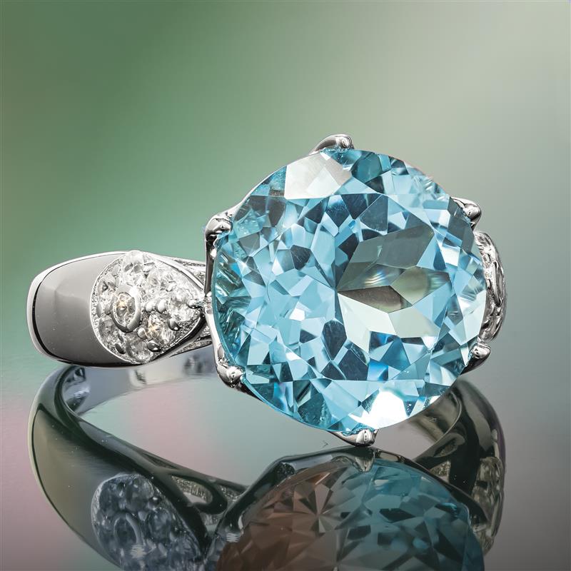 Another Round Blue Topaz Ring, Necklace and Earrings